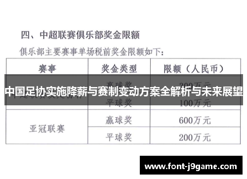 中国足协实施降薪与赛制变动方案全解析与未来展望